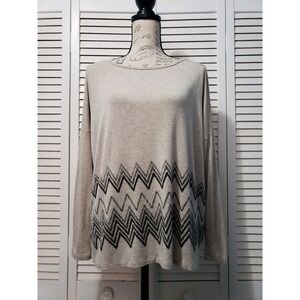 Robert Michaels Soft Knit Tunic Women's Small Beige Long Sleeve Pullover Top